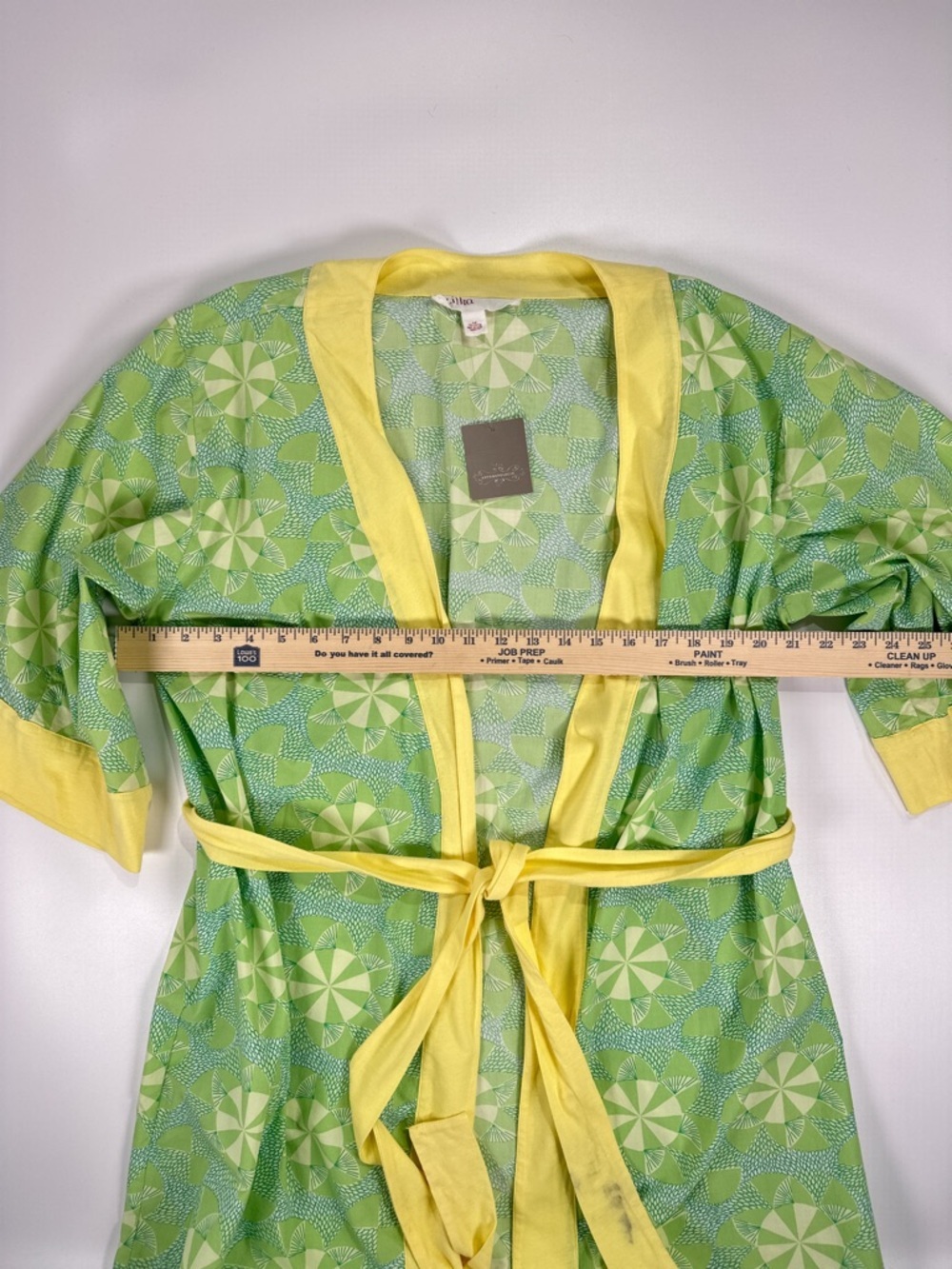 Anthropologie Lilka Womens Boho Floral Wrap Robe Green S/M - Picture 13 of 13
